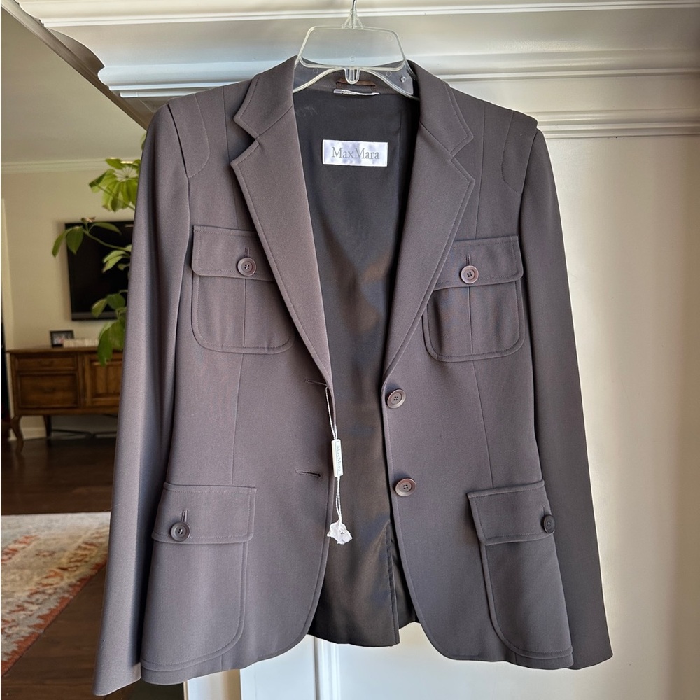 (NWT) gorgeous MaxMara Chocolate Brown Jacket and Trouser Set